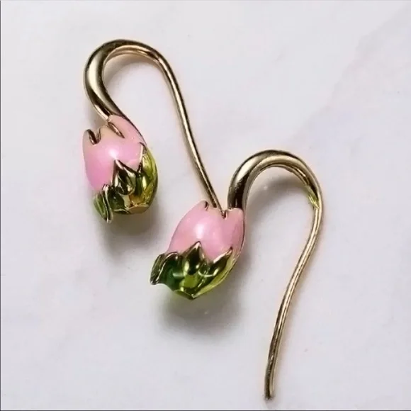 New Vintage Rose Flower Colorful Party Earrings - Picture 4 of 6